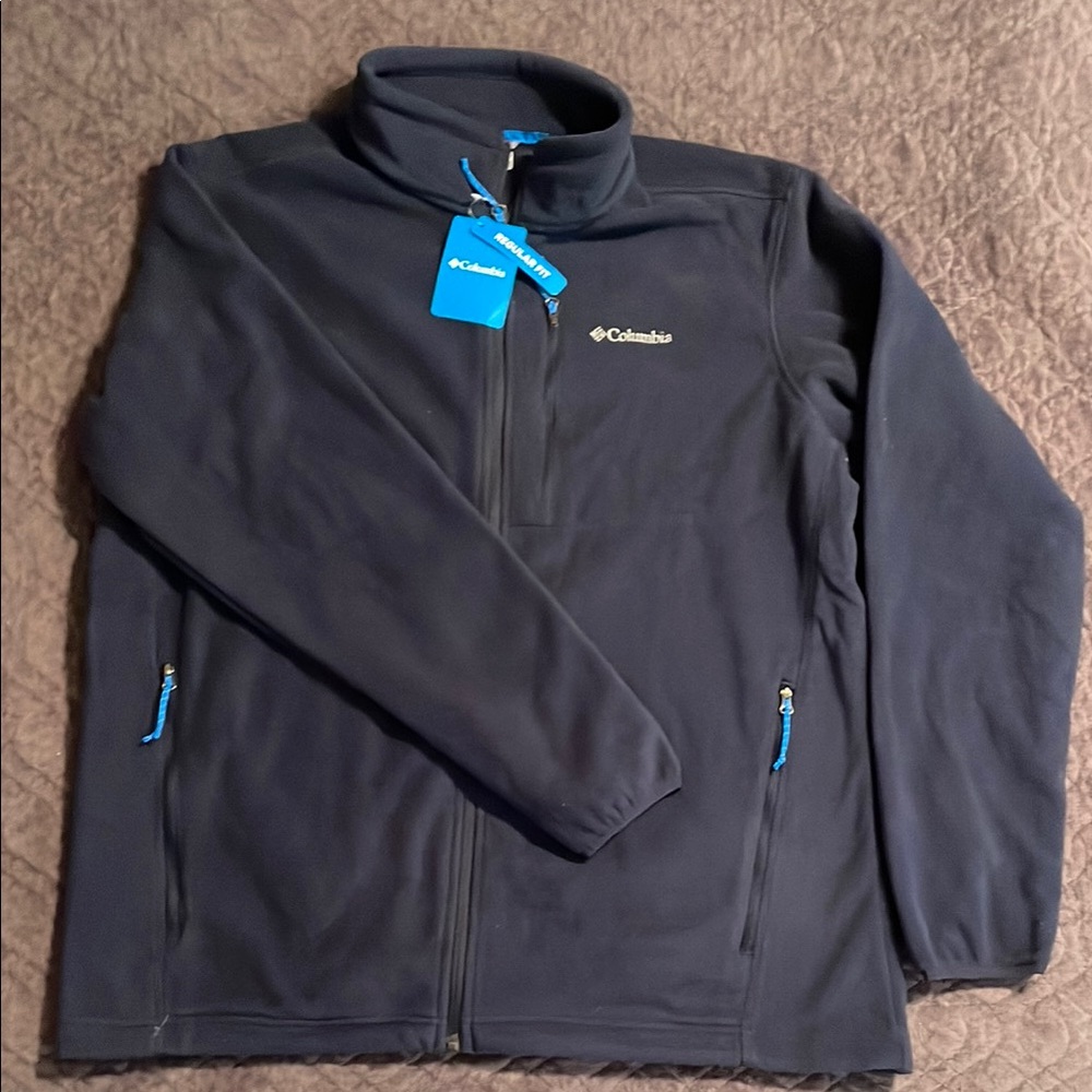 Columbia Fleece Navy Full-Zip Jacket with Blue Accents